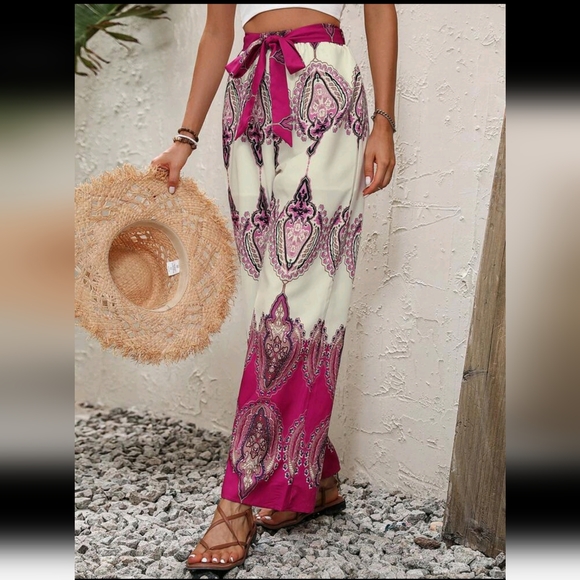 GRAPHIC PRINT PALAZZO PANTS - Picture 5 of 9